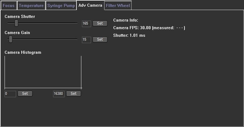 Image 5. Camera Greyscale histogram which is found within the software under the Hardware> Adv Camera tab. 